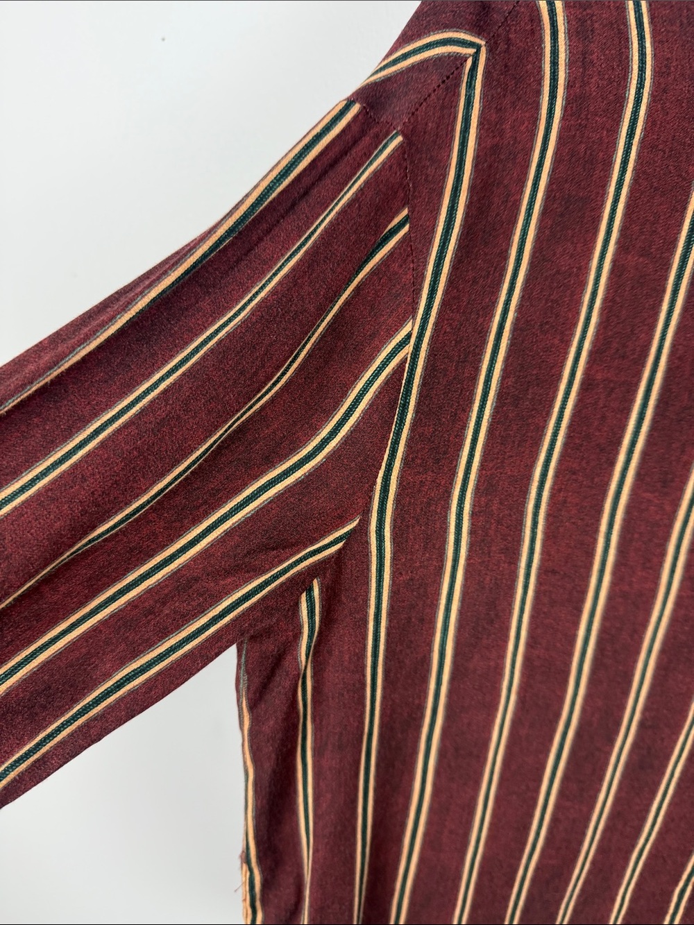 MANGO Suit Striped Button Down Blouse Burgundy Gold Green Size S / 4 - Picture 5 of 13